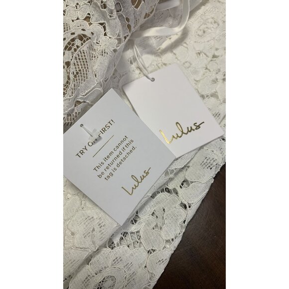 NWT Lulus M Lace Strappy Evening Formal Feminine Maxi Dress White Sheer Elegant - Picture 10 of 10